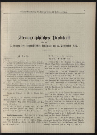 Stenographische Protokolle über die Sitzungen des Steiermärkischen Landtages 18920912 Seite: 1