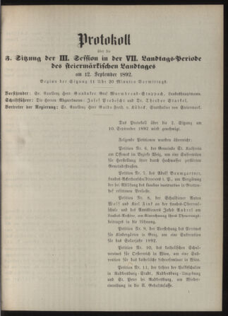 Stenographische Protokolle über die Sitzungen des Steiermärkischen Landtages 18920912 Seite: 5