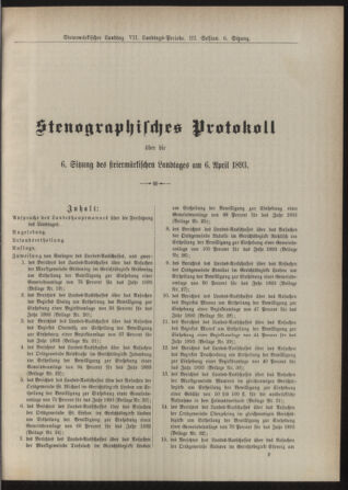 Stenographische Protokolle über die Sitzungen des Steiermärkischen Landtages 18930406 Seite: 1