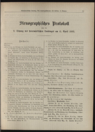 Stenographische Protokolle über die Sitzungen des Steiermärkischen Landtages 18930411 Seite: 1