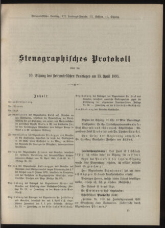 Stenographische Protokolle über die Sitzungen des Steiermärkischen Landtages 18930413 Seite: 1