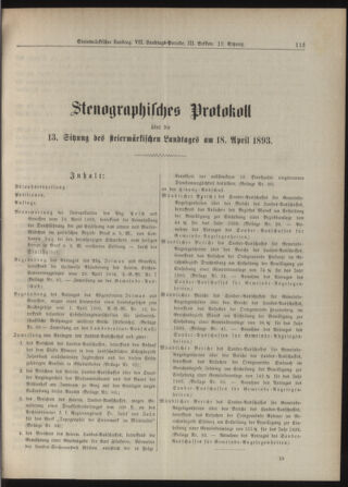 Stenographische Protokolle über die Sitzungen des Steiermärkischen Landtages 18930418 Seite: 1