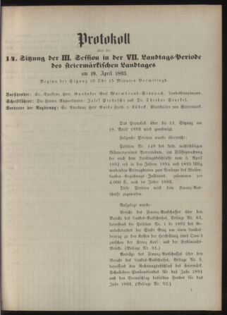 Stenographische Protokolle über die Sitzungen des Steiermärkischen Landtages 18930419 Seite: 5