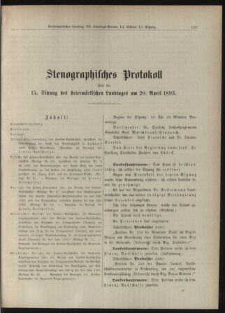 Stenographische Protokolle über die Sitzungen des Steiermärkischen Landtages 18930420 Seite: 1