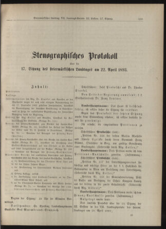 Stenographische Protokolle über die Sitzungen des Steiermärkischen Landtages 18930422 Seite: 1