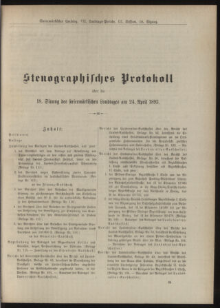 Stenographische Protokolle über die Sitzungen des Steiermärkischen Landtages 18930424 Seite: 1