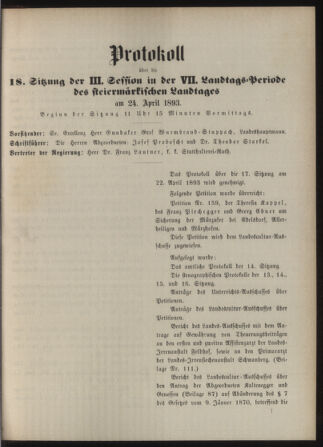 Stenographische Protokolle über die Sitzungen des Steiermärkischen Landtages 18930424 Seite: 19