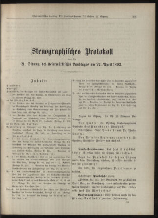 Stenographische Protokolle über die Sitzungen des Steiermärkischen Landtages