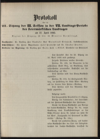 Stenographische Protokolle über die Sitzungen des Steiermärkischen Landtages 18930427 Seite: 39