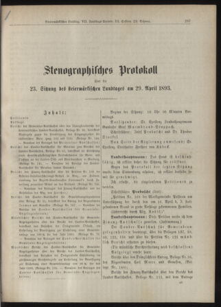 Stenographische Protokolle über die Sitzungen des Steiermärkischen Landtages