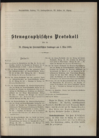 Stenographische Protokolle über die Sitzungen des Steiermärkischen Landtages