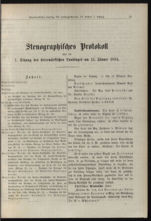 Stenographische Protokolle über die Sitzungen des Steiermärkischen Landtages