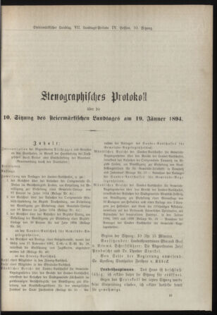 Stenographische Protokolle über die Sitzungen des Steiermärkischen Landtages 18940119 Seite: 1