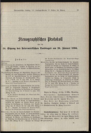 Stenographische Protokolle über die Sitzungen des Steiermärkischen Landtages