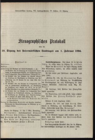 Stenographische Protokolle über die Sitzungen des Steiermärkischen Landtages 18940201 Seite: 1