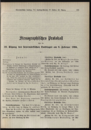 Stenographische Protokolle über die Sitzungen des Steiermärkischen Landtages