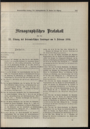 Stenographische Protokolle über die Sitzungen des Steiermärkischen Landtages 18940209 Seite: 1