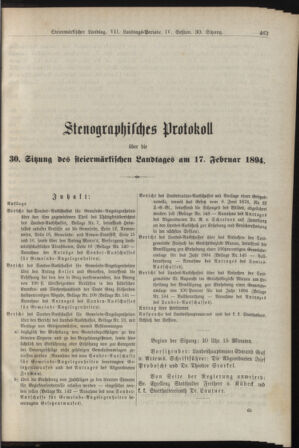 Stenographische Protokolle über die Sitzungen des Steiermärkischen Landtages 18940217 Seite: 1