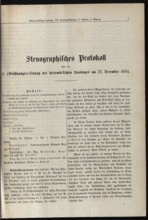 Stenographische Protokolle über die Sitzungen des Steiermärkischen Landtages