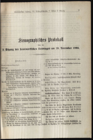 Stenographische Protokolle über die Sitzungen des Steiermärkischen Landtages