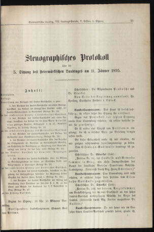 Stenographische Protokolle über die Sitzungen des Steiermärkischen Landtages 18950111 Seite: 1