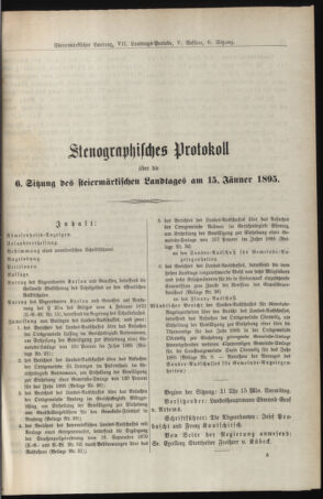 Stenographische Protokolle über die Sitzungen des Steiermärkischen Landtages 18950115 Seite: 1