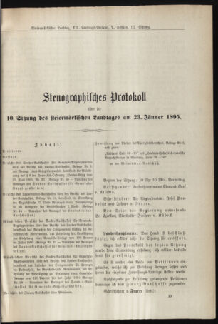 Stenographische Protokolle über die Sitzungen des Steiermärkischen Landtages