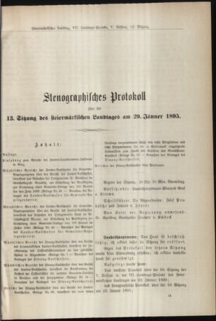 Stenographische Protokolle über die Sitzungen des Steiermärkischen Landtages 18950129 Seite: 1