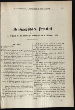 Stenographische Protokolle über die Sitzungen des Steiermärkischen Landtages 18950201 Seite: 1