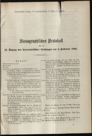 Stenographische Protokolle über die Sitzungen des Steiermärkischen Landtages 18950204 Seite: 1