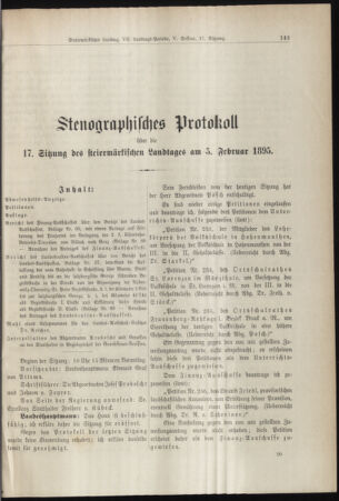 Stenographische Protokolle über die Sitzungen des Steiermärkischen Landtages 18950205 Seite: 1