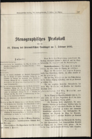 Stenographische Protokolle über die Sitzungen des Steiermärkischen Landtages 18950207 Seite: 1