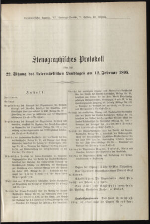 Stenographische Protokolle über die Sitzungen des Steiermärkischen Landtages 18950212 Seite: 1