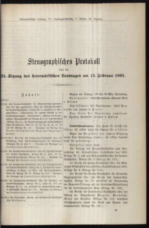 Stenographische Protokolle über die Sitzungen des Steiermärkischen Landtages