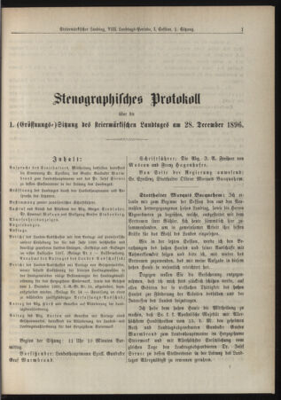 Stenographische Protokolle über die Sitzungen des Steiermärkischen Landtages