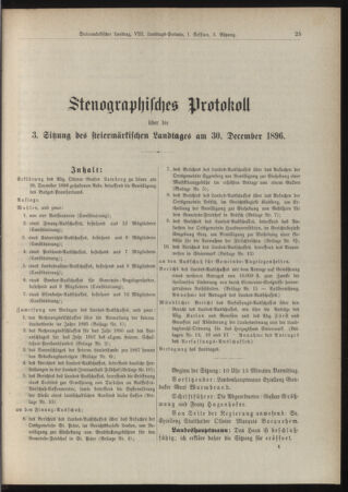 Stenographische Protokolle über die Sitzungen des Steiermärkischen Landtages 18961230 Seite: 1