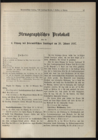 Stenographische Protokolle über die Sitzungen des Steiermärkischen Landtages 18970126 Seite: 1