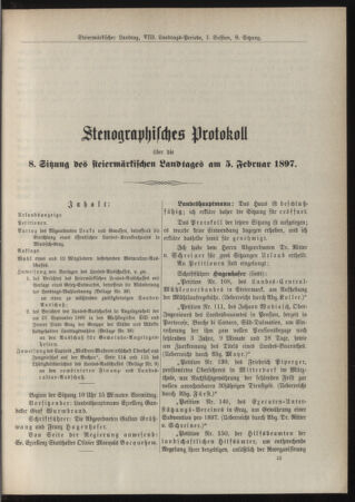 Stenographische Protokolle über die Sitzungen des Steiermärkischen Landtages