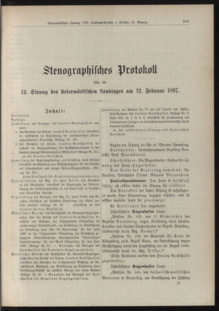 Stenographische Protokolle über die Sitzungen des Steiermärkischen Landtages 18970212 Seite: 1