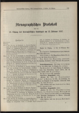 Stenographische Protokolle über die Sitzungen des Steiermärkischen Landtages 18970213 Seite: 1