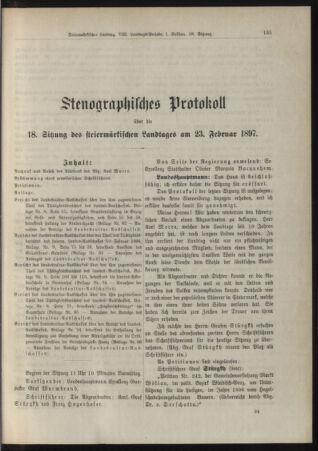 Stenographische Protokolle über die Sitzungen des Steiermärkischen Landtages 18970223 Seite: 1