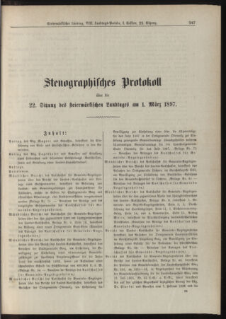 Stenographische Protokolle über die Sitzungen des Steiermärkischen Landtages 18970301 Seite: 1