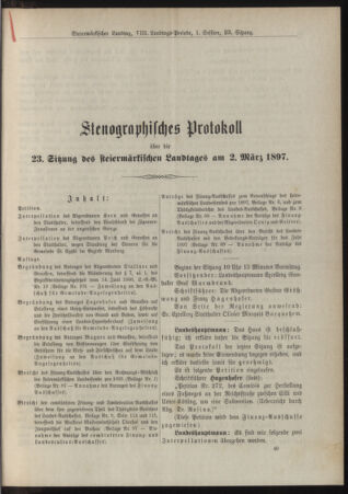 Stenographische Protokolle über die Sitzungen des Steiermärkischen Landtages