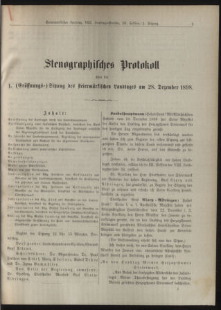 Stenographische Protokolle über die Sitzungen des Steiermärkischen Landtages