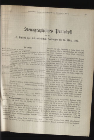 Stenographische Protokolle über die Sitzungen des Steiermärkischen Landtages 18990314 Seite: 1