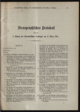 Stenographische Protokolle über die Sitzungen des Steiermärkischen Landtages 18990317 Seite: 1