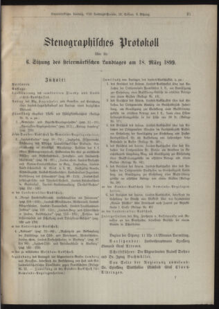 Stenographische Protokolle über die Sitzungen des Steiermärkischen Landtages 18990318 Seite: 1