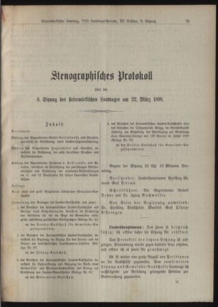 Stenographische Protokolle über die Sitzungen des Steiermärkischen Landtages 18990322 Seite: 1