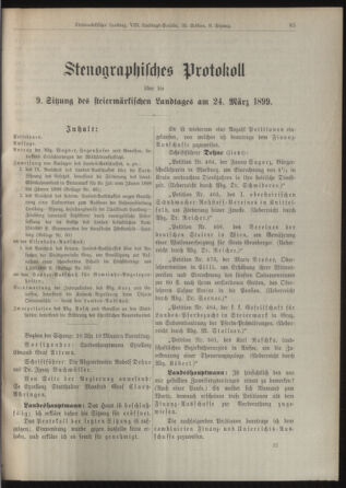 Stenographische Protokolle über die Sitzungen des Steiermärkischen Landtages 18990324 Seite: 1