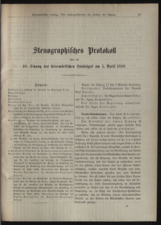 Stenographische Protokolle über die Sitzungen des Steiermärkischen Landtages 18990405 Seite: 1